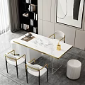 Modern tea table and chair coffee table combination 3d model