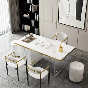 Modern tea table and chair coffee table combination 3d model