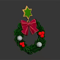 Christmas Wreath Themed Earrings With Green Leaves Red Berries And Gold Star