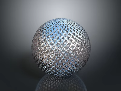 Silver Decorative Ball with Diamond Pattern Textured Surface for Modern Home Decor 3d model