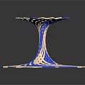 Blue And White Spiral Decorative Sculpture With Intertwined Geometric Design