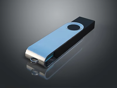 Sleek Metal USB Flash Drive With Black And Silver Design For Computer Storage 3d model