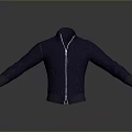 Dark Blue Jacket With Stand Collar And Front Zipper Design For Daily Use 3d model