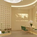 Modern Beauty Hair Salon Interior With Stylish Lighting Green Plants And Nail Art Decor