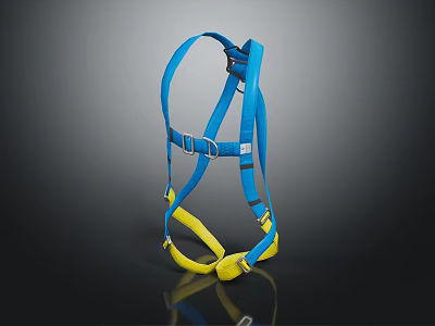 Blue and Yellow Safety Harness With Adjustable Straps For Protection 3d model