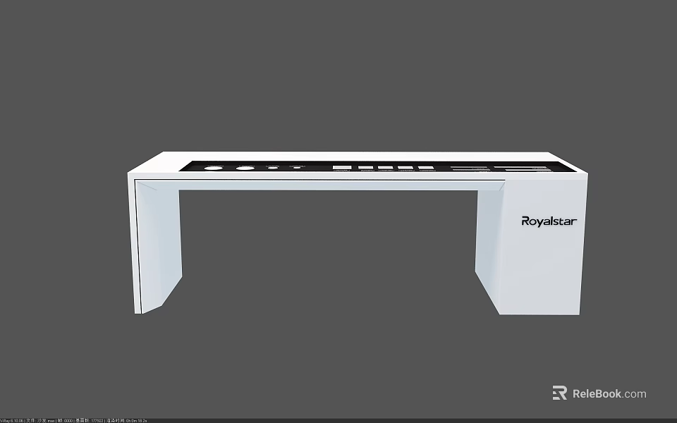 Sleek White Rydbstar Island Cabinet With Modern Design And Control Panel 3d model 