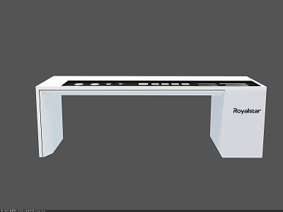 Sleek White Rydbstar Island Cabinet With Modern Design And Control Panel 3d model
