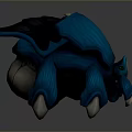 Blue Crab 3D Sculpture With Detailed Carapace Legs And Gray Background Front View