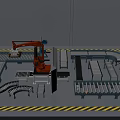 Modern Industrial Equipment With Robotic Arm And Conveyor Belt Production Line