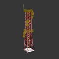 Tall Communication Tower With Metal Frame Structure Platforms And Antenna Equipment
