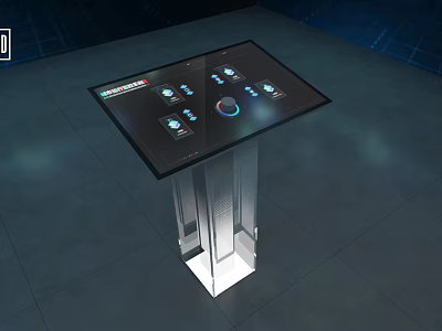 Interactive All-in-One Machine With Touch Screen Display Multiple Icons Metal Stand And Circular Control Button 3d model
