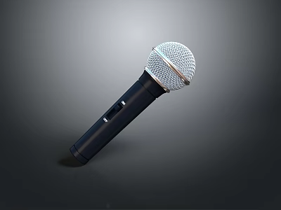 Black Handheld Microphone With Silver Mesh Head For Daily Life Use 3d model