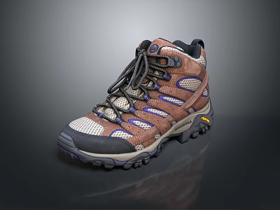 Brown And Beige Outdoor Shoes With Lace Up Breathable Mesh And Non Slip Sole 3d model