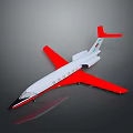 White Airplane Model With Red Wings Tail Black Nose And Windows On Gray Gradient Background
