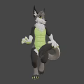 Anthropomorphic Wolf Game Character With Pointed Ears Yellow Eyes And Muscular Green Body