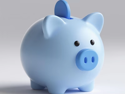 Decorative Ornament Set with Blue Piggy Bank for Home Decor Accent Piece 3d model