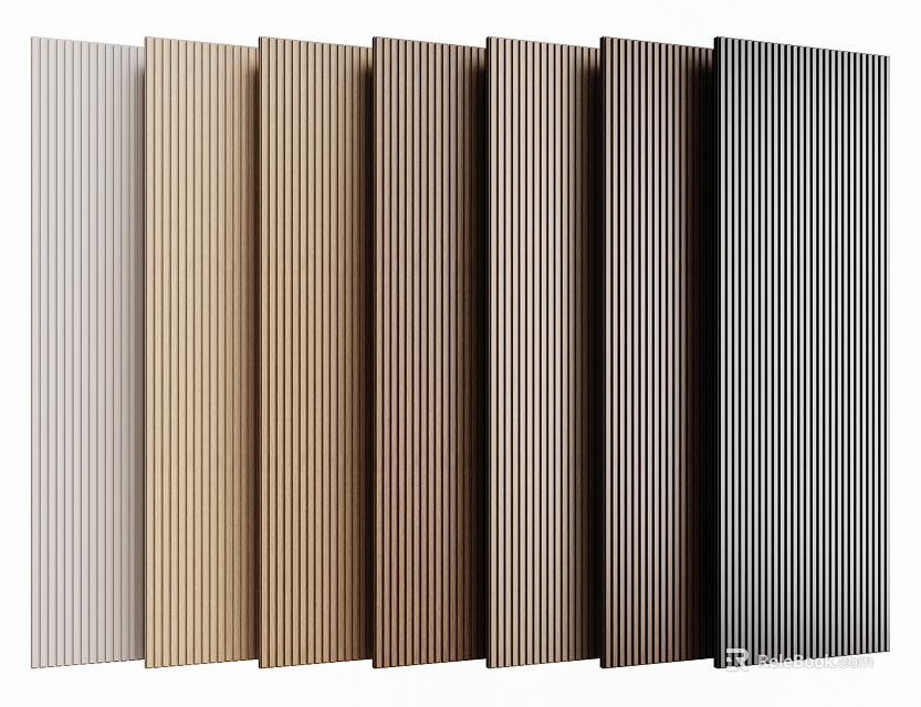 Different Colors Vertical Stripe Wall Panels for Modern Home Interior Decor 3d model 