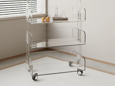 Clear Acrylic Storage Cart With Multiple Shelves And Rolling Casters For Indoor Home Organization 3d model