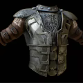 Detailed Medieval Metal Armor Featuring Decorative Patterns And Leather Shoulder Straps 3d model