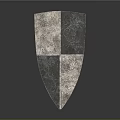 Ancient Metal Shield With Four Sectioned Design And Intricate Dragon Patterns