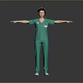 Game Movie Nurse Character In Green Uniform With Arms Outstretched Standing Pose