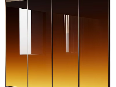 Modern Glass Cabinet Doors With Gradient Yellow Orange And Black Frame Design 3d model