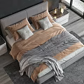 Modern Background Double Bed Double Bed 3d model