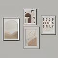 Modern abstract painting abstract lines decorative painting 3d model