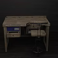 Rustic Wooden Office Desk With Drawers And Matching Chair For Home Workspace Setup
