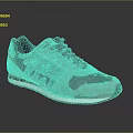 Fashionable Casual Sneakers Featuring Green Stripes Gray Upper Red Accents And White Sole
