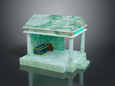 Green Marble Memorial Pavilion With Columns Steps And Bronze Box Inside 3d model