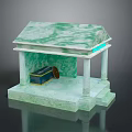 Green Marble Memorial Pavilion With Columns Steps And Bronze Box Inside