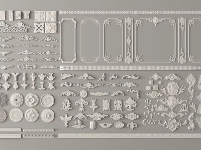 Elegant Carved Ornamental Designs With Intricate Patterns And Decorative Frames 3d model
