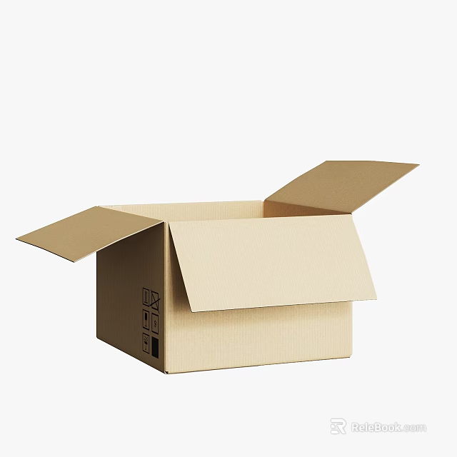 Open Brown Cardboard Box With Flaps And Blank Surface For Shipping 3d model 