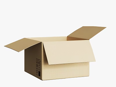 Open Brown Cardboard Box With Flaps And Blank Surface For Shipping 3d model