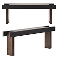 Modern Functional Wooden Table With Dark Top And Stable Brown Wooden Legs Design 3d model