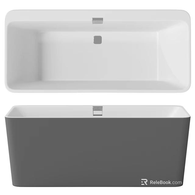 Sleek Modern Freestanding Bathtub With White Interior And Gray Exterior Design 3d model 