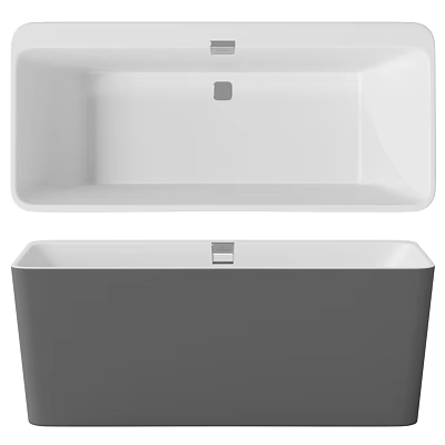 Sleek Modern Freestanding Bathtub With White Interior And Gray Exterior Design 3d model