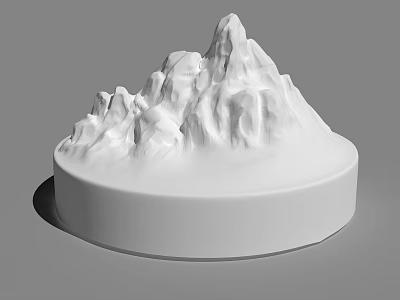 White Stone Mountain Sculpture With Wooden Base For Home Decor 3d model