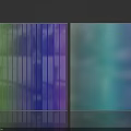 Two Colorful Transparent Panels With Striped Multicolor And Gradient Blue Green Patterns On Reflective Surface