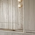 Modern Living Dining Room Interior With Wooden Walls Round Table Sofa And Pendant Lights