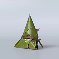 Traditional Chinese Zongzi Wrapped In Green Bamboo Leaves With Triangular Shape And Decorative String