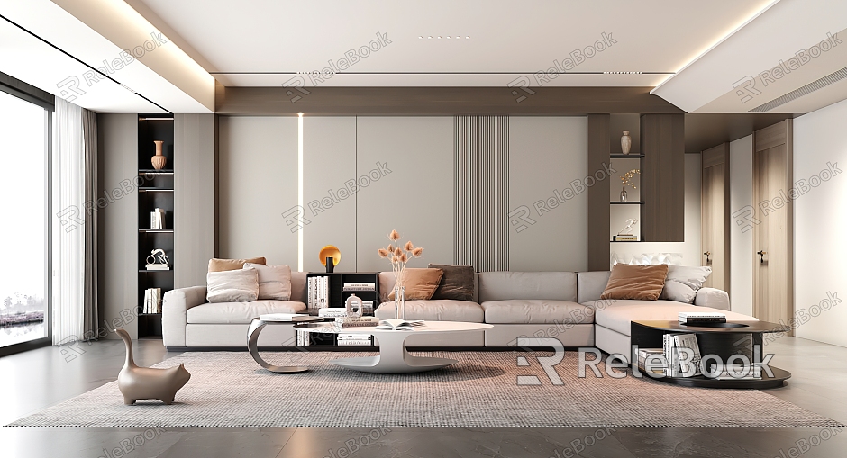 Modern living room living room sofa background wall decoration model