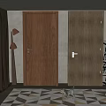 Stylish Hinged Doors In Brown Light Wood Finishes With Geometric Rug And Decor