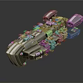 Silver Cosmic Spaceship Model With Complex Structure And Futuristic Astronautical Design