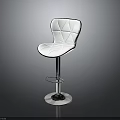 Modern White Bar Stool With Geometric Pattern Backrest Sturdy Metal Base And Adjustable Height Feature 3d model