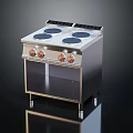 Modern Freestanding Stainless Steel Kitchen Cooktop With Four Burners And Control Knobs 3d model
