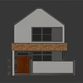 Two Story Residential Building with Green Tiled Roof White Walls Red Door and Stone Base