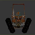 Vintage Rustic Tractor With Orange Green Body And Large Wheels Design