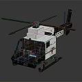 Detailed Helicopter Model In White And Black With Visible Cockpit Rotors And ATV Markings